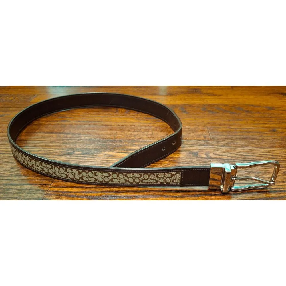 Coach Reversible Signature Leather Belt Mens Size 36